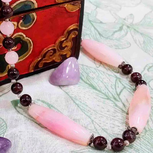 Collar de ágata y granates - Tienda Budista