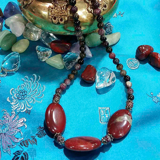 Collar de jaspe y turmalina - Tienda Budista