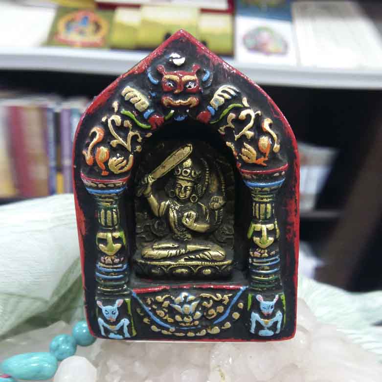 Buda Manjushri con trono de madera - Tienda Budista