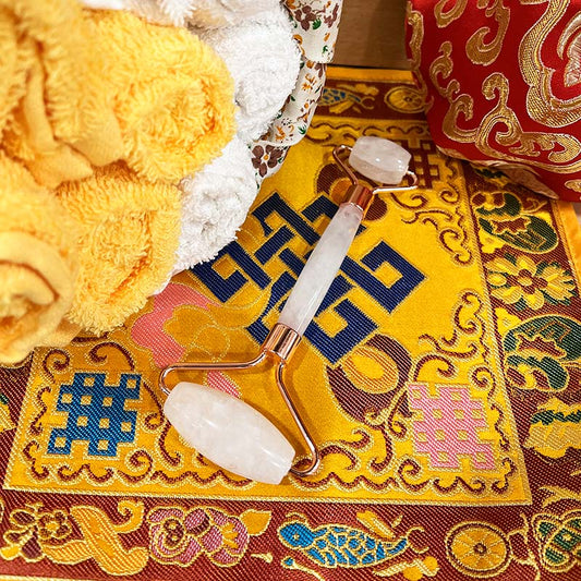 Masajeador Doble Roller Cuarzo Blanco