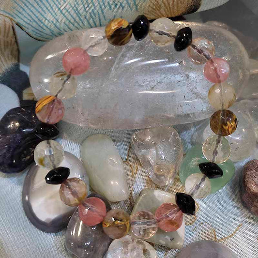 Pulsera cuarzo con ónix - Tienda Budista