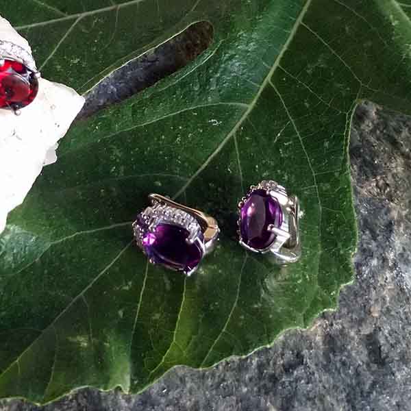 Pendientes citrino,amatista y granate - Tienda Budista