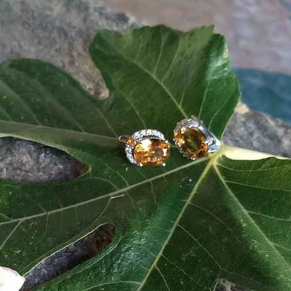 Pendientes citrino,amatista y granate - Tienda Budista