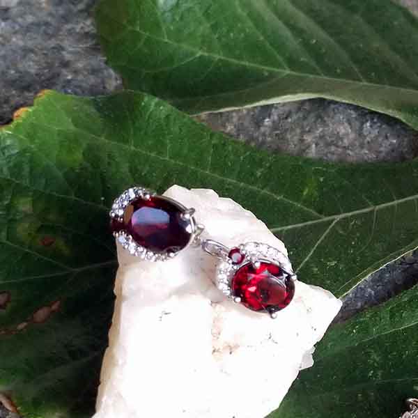 Pendientes citrino,amatista y granate - Tienda Budista