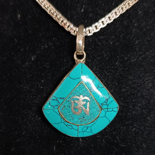 Colgante de plata y turquesa OM - Tienda Budista