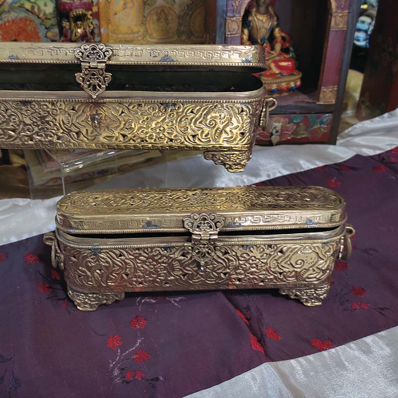 Incensario de bronce símbolos auspiciosos - Tienda Budista