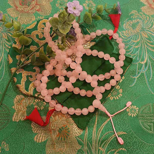 Mala largo cuarzo rosa