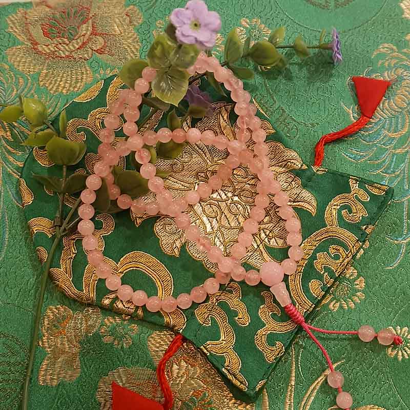 Mala largo cuarzo rosa