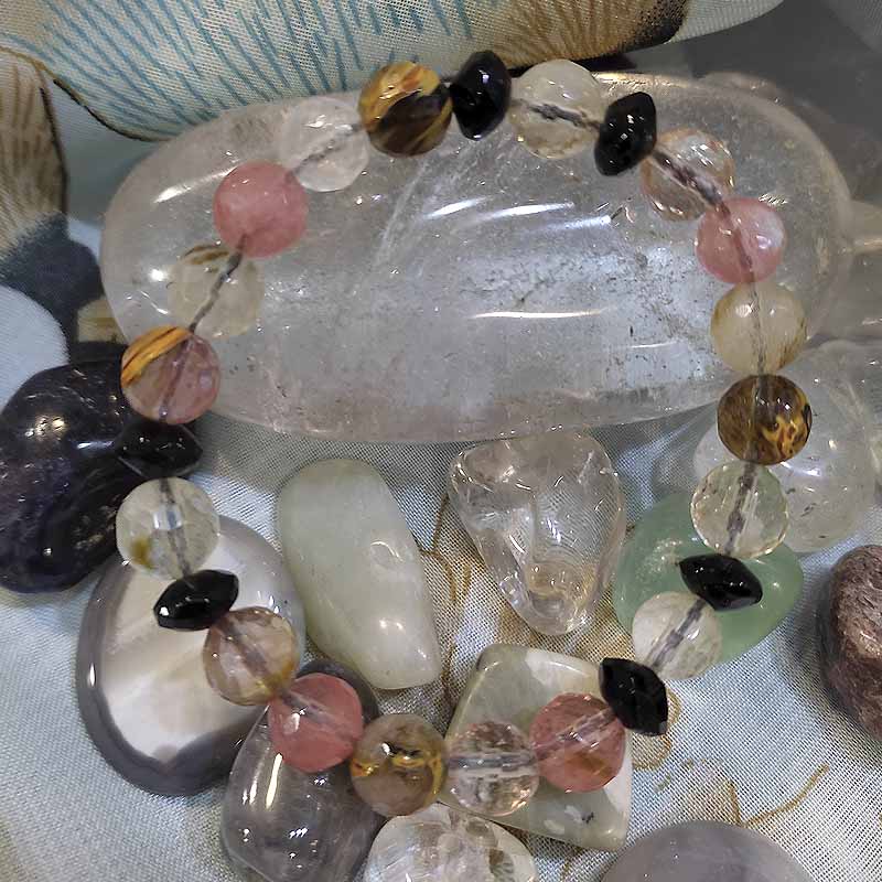 Pulsera cuarzo con ónix - Tienda Budista